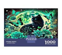 Cat Colourful Black Cat in Cosmic Blooms 1000 Pcs Jigsaws for Adults The Impossible Challenge Brain Development 70x50cm/1000pcs