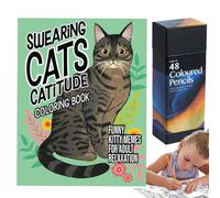 Cat Colouring Books For Adults, Swearing Cats Coloring Book For Adults, Swearing Cats Colouring Book, Funny Kitty Memes Coloring Book, For Adult Relaxation(48pens)