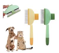 Cat comb dog brush set 2 pieces - fine flea comb and self-cleaning brush - suitable for short-haired and medium-long haired cats and dogs - lightweight for everyday use