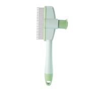 Cat Comb Dog Combs, Self Cleaning Pet Hair Removal Comb,Cat Grooming Brush with Release Button & Metal Round Teeth, Clears Loose Fur and Undercoat Effortlessly (Green)