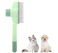 Cat Comb, Green, Self-Cleaning Flea Comb for Cats and Dogs, Cat Brush with Release Button, Self-Cleaning Grooming Brush, Fur Flash Brush, Dog Brush, Pet Brush for Long Short Hair Care