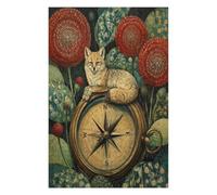 Cat Compass Garden Jigsaw Puzzle 1000 Pieces in Wood, Logic Game