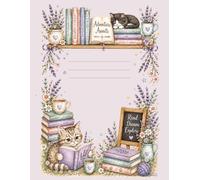 Cat Composition Notebook: Journal for Girls & Women - Cute Floral Lavender Aesthetic Notebook, Wide Ruled School Composition Book, 8.5 x 11