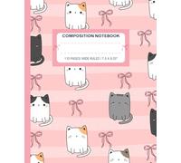 Cat Composition Notebook: Super Cute Girly Pastel Pink Kawaii Coquette Bow Aesthetic Wide Ruled Journal; Preppy Y2K Back to School Supplies; Perfect Journaling Gift For Girl, Teen