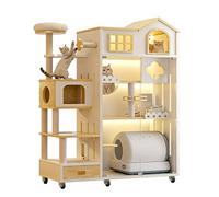 Cat Condo Cage, Multi Level Cat Cage wth Rolling Wheels, Breathable Multi Story Cat Crate for Vertical Exploration and Easy Mobility(White)