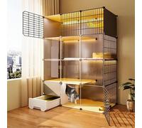 Cat Condo Cage with Litter Box - Easy to Assemble, Waterproof Cattery for Small Pets like Kittens, Puppies, Ferrets, and Hedgehogs