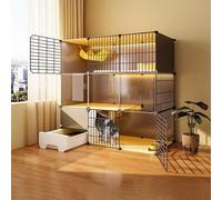 Cat Condo Cage with Litter Box - Easy to Assemble, Waterproof Cattery for Small Pets like Kittens, Puppies, Ferrets, and Hedgehogs