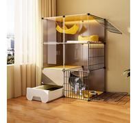 Cat Condo Cage with Litter Box - Easy to Assemble, Waterproof Cattery for Small Pets like Kittens, Puppies, Ferrets, and Hedgehogs