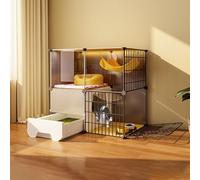 Cat Condo Cage with Litter Box - Easy to Assemble, Waterproof Cattery for Small Pets like Kittens, Puppies, Ferrets, and Hedgehogs
