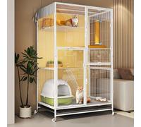 Cat Condo Large Cat Cage Height 100/115/150cm Multi-zone Entertainment Iron and PP Material Transparent Panoramic View with Wheels Animal House(78 * 55 * 150cm)