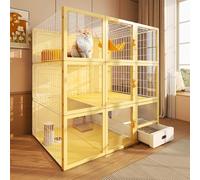 Cat Condo with Litter Box, Iron and PP Material, 3-Sided Breathable Wire Mesh, Panoramic View, Suitable for 1-2 Cats