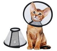 Cat Cone, 7.2-9.0 Inches Lightweight Plastic Elizabethan Collar for Cats, Mini Dogs and Rabbits (M,Black)