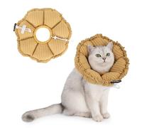 Cat Cone Collar，Cute Adjustable Recovery Collar，Cat Cones To Stop Licking That can Protect Head and Foot Wounds，Yellow Flower All-Season Style(L)