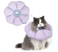 Cat Cone Collar,Cute Waterproof Cat Recovery Collar,Anti-Bite Lick Wound Healing Safety Elizabethan e Collar for Cats,Purple Flower All-Season Style…