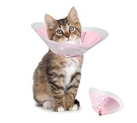 Cat Cone Collar Soft - Adjustable Soft Lining Recovery Collars for Cat Kitten Puppy, Protective Dual-layer Soft Dog Cone Elizabethan Cat Recovery Collar Cat Neck Collar to Stop Licking, Pink M
