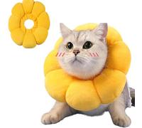 Cat Cone Collar Soft Cat Donut Collar, Cat Recovery Collars Cone Elizabethan Cute Sunflower Neck Cone After Surgery, Adjustable Pet Cone Collar for Anti-Bite Lick (Yellow, M)