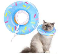 Cat Cone Collar Soft,Cute Adjustable Cat Recovery Collar, Stop licking, Anti-Bite Lick Wound Healing Safety Cone For Cats and Dog, Safe Neck Protection (Donut Blue, L(NECK:7.9-12.6 in))