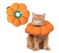 Cat Cone Collar Soft,Cute Adjustable Waterproof Cat Recovery Collar,Anti-Bite Lick Wound Healing Safety Cone For Cats,Pumpkin Orange Flower All-Season Style(L)