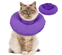 Cat Cone with Neck, Waterproof Cat Vet Collar Soft Neck Doughnut Ring Anti Wound Lick Collars for Post Operation Prevent Pet From Licking the Wound(Purple, L)
