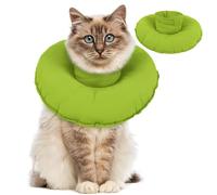 Cat Cone with Neck, Waterproof Cat Vet Collar Soft Neck Doughnut Ring Anti Wound Lick Collars for Post Operation Prevent Pet From Licking the Wound(Green, L)