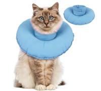 Cat Cone with Neck, Waterproof Cat Vet Collar Soft Neck Doughnut Ring Anti Wound Lick Collars for Post Operation Prevent Pet From Licking the Wound(Blue, L)