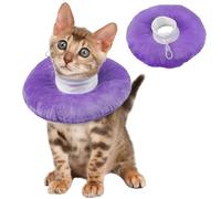Cat Cones to Stop Licking, Cat Surgery Collar Fleece Donut Collar Prevent Licking Wound Soft Head Cone Protective Anti Lick(Purple, S)