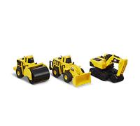 Cat Construction Die-Cast Metal Vehicles 3-Pack - Steam Roller, Excavator & Wheel Loader Mini Trucks with Moving Parts, Push Powered for Kids Ages 3+, Heavy Duty Sandbox Play