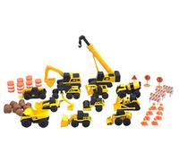 CAT® Construction Little Machines Mega Set I With 40 pieces I includes vehicles, crane, road signs, cones, boulders and barrels I For kids ages 3+, Yellow