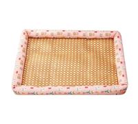 Cat Cooling Bed, Pet Cooling Mat for Cats, Natural Rattan Coolings Pad for Summer, Breathable Washable Pet Bed for Dogs Cats, Portable Coolings Mat for Home Travel (D, 60 x 45cm)