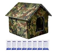 Cat Cooling House - Cooling Outdoor Cat House, With Ice Packs Thermal Insulation 3 Layer, Foldable Gray Cube Shelter, Oxford Cloth Aluminium Liner For Summer Sleeping Backyard Garden