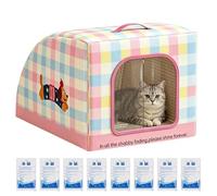 Cat Cooling House - Portable Insulated Pet Shelter with Handle, Cooling Bed for Cats and Small Dogs, Summer Ice House for Indoor, Outdoor, Patio, and Garden Use