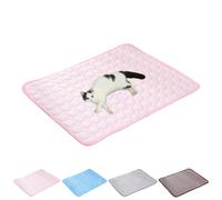 Cat Cooling Mat Outdoor, Cooling Mat for Cats & Dog, Ice Silk Breathable Foldable Soft Cool Pad Helps Provide a Comfortable Resting for Dogs and Cats During Warmer Weather (Pink - 19.69x15.75 in)