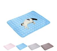 Cat Cooling Mat Outdoor, Cooling Mat for Cats & Dog, Ice Silk Breathable Foldable Soft Cool Pad Helps Provide a Comfortable Resting for Dogs and Cats During Warmer Weather (Blue - X27.56x21.65 in)