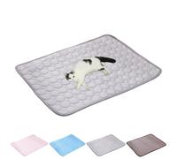Cat Cooling Mat Outdoor, Cooling Mat for Cats & Dog, Ice Silk Breathable Foldable Soft Cool Pad Helps Provide a Comfortable Resting for Dogs and Cats During Warmer Weather (Gray - 19.69x15.75 in)