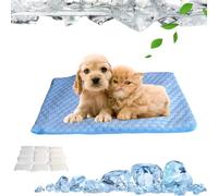 Cat Cooling Mat-Pet Cooling Pad with Built-In Gel Laye Reusable Machine Washable and Portable for Indoor Outdoor with Non-Slip Bottom Non-Toxic for cats small dogs Summer use (Blue, S 30*50cm)