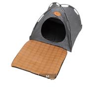 Cat Cooling Shelter, Ventilated Pet Tent with Semi-Enclosed Design, Indoor/Outdoor Portable House for Cats, Kittens, Small Pets (Grey,M(Pets under 5kg))