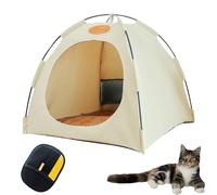Cat Cooling Tent, Portable Cooling Tent for Cats, Naturally Cooling without Electricity, Breathable & Washable, Easy to Set Up for Indoor and Outdoor Use as a Retreat in Summer Heat (Beige, M: 40 x 40