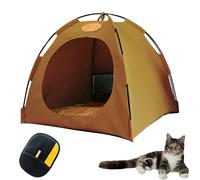 Cat Cooling Tent, Portable Cooling Tent for Cats, Naturally Cooling without Electricity, Breathable & Washable, Easy to Set Up for Indoor and Outdoor Use as a Retreat in Summer Heat (Brown, M: 40 x 40