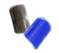 Cat Corner Scratcher 2 Packs Of Self-cleaning Brushes For Cats, Self-adhesive Corner Cat Face Massage Beautician, Soft And Comfortable Pet Toys, Blue Gray