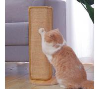 Cat Corner Scratcher, Cardboard Cat Scratcher, 52 cm Scratch Pad Wall Mounted, for Corner Sofa Protector Sturdy Furniture, Sisal Scratching Post with Wooden Base (Khaki)