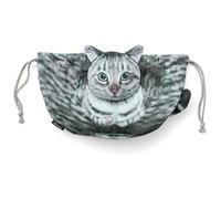 Cat Cosmetic Bag - Makeup Bag, Funny Kitten with Drawstring | 13.4 x 6.3 Inch Polyester Travel , Toiletry Bag, Portable Cosmetic Holder, Coin Pocket, Purse, Cute Cartoon Must, Grey Cat, see