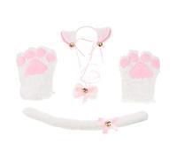 Cat Cosplay Set Plush Gloves Kitten Ear Tail Collar Paws Party Costume White