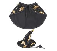 Cat Costume - Cosplay Halloween Outfit, Gold Printed Cape for Cats, Charming Magic Costume for Halloween Evening Party, Costume Wear | Ideal for Parties at Home