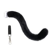 Cat Costume, Electric Tail 28" Rechargeable Faux Cat Tail with Remote Control Removable Black Costume for Halloween, Cosplay, Party