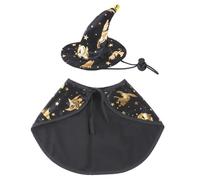 Cat Costume - Fabric Design with Gold Print, Adjustable Magic Robe Style, Lightweight Pet Cape, Halloween Party Outfit | for Cats, Kittens, Puppies, Pets, Cosplay, Party, Halloween