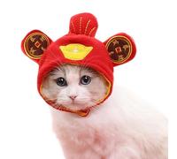 Cat Costume Hat, New Year Pet Hat - Cat Hat God of Wealth Pet Winter Hat,God of Fortune Dog Hat Ear Warmer Protector for Christmas Easter Costume Party