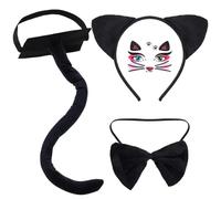 Cat Costumes, Cat Headband with Bow Tie, Felt Tail, and Face Stickers, Perfect for Halloween, Cosplay, Carnival, World Book Day and Fancy Dress Parties