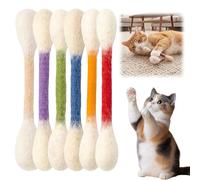 Cat Cotton Buds with Catnip - 6 Pack Giant Chewing Sticks for Kittens, Interactive Felt Cat Toys, Durable Teething Ropes for Indoor Cats