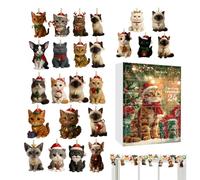 CAT - Countdown 26x18cm Acrylic Bead - 24 Days Feline Design - Flat Screen 2D | Interactive Holiday Toy with Numbered , Decoration