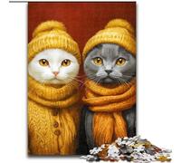 Cat Couple Jigsaws Puzzles 1000 Pieces for Adults Gifts, Educational Family Game Suitable for Desktop Decoration (26x38cm)